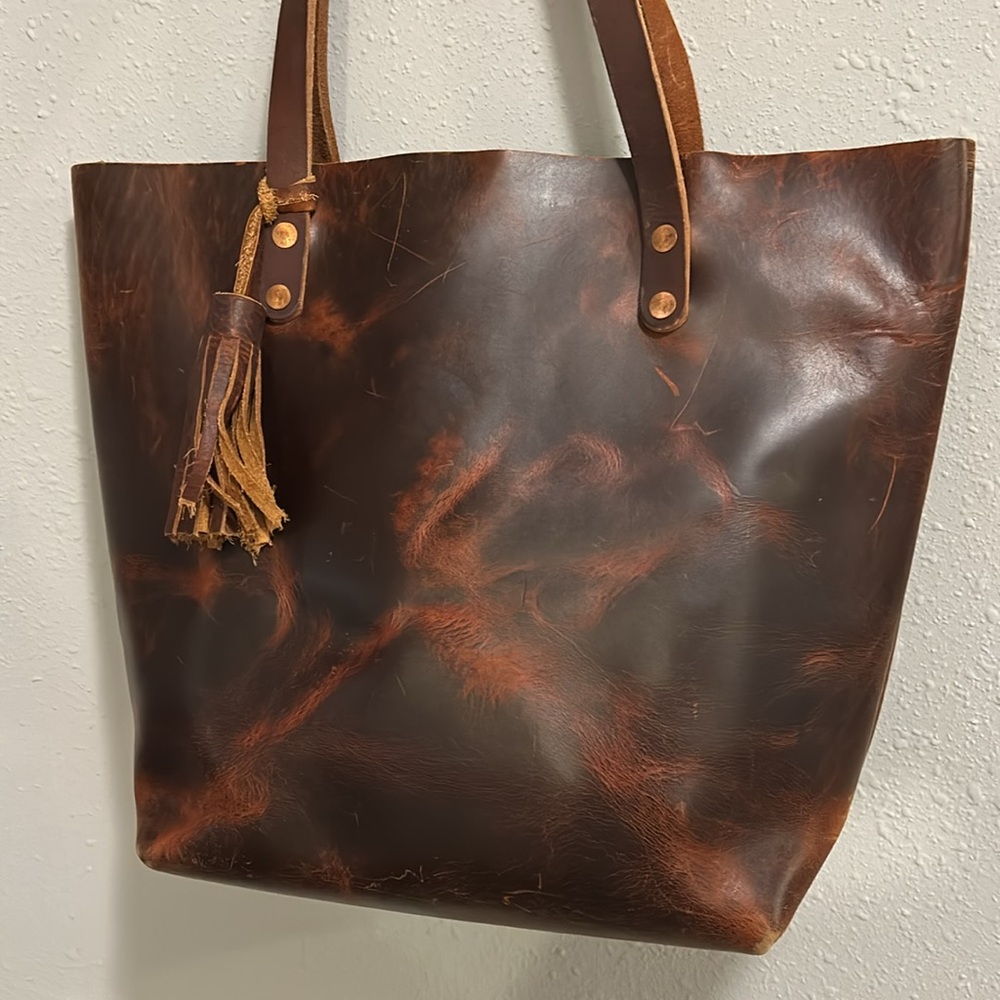 KMM & Co Brown Leather Tote Bag‎ Handcrafted Large - Picture 2 of 13